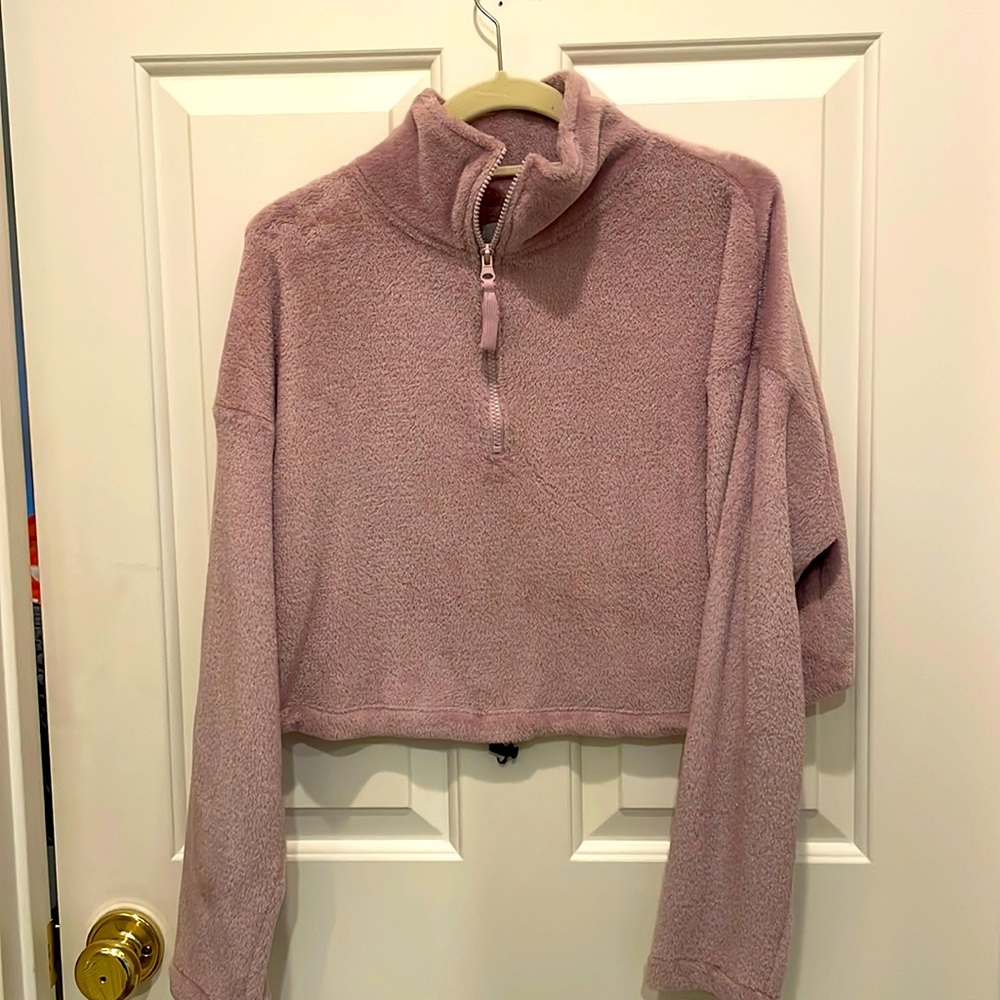super soft urban outfitters cropped jacket, quarter zip